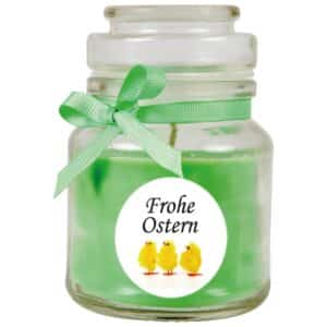 HS Candle Duftkerze & Glas Frohe Ostern Bonbon Ø7 cm Coconut Limes Küken