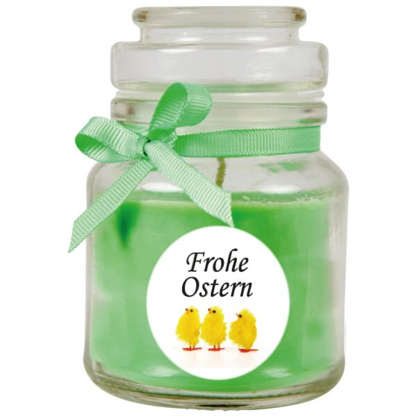 HS Candle Duftkerze & Glas Frohe Ostern Bonbon Ø7 cm Coconut Limes Küken