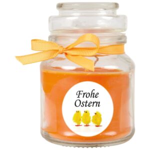 HS Candle Duftkerze & Glas Frohe Ostern Bonbon Ø7 cm Honigmelone Küken