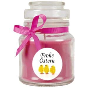 HS Candle Duftkerze & Glas Frohe Ostern Bonbon Ø7 cm Lavendel Küken