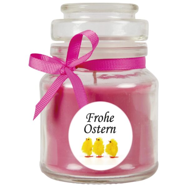 HS Candle Duftkerze & Glas Frohe Ostern Bonbon Ø7 cm Lavendel Küken
