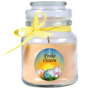 HS Candle Duftkerze & Glas Frohe Ostern Bonbon Ø7 cm Vanille Ostereier
