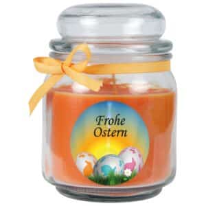 HS Candle Duftkerze & Glas Frohe Ostern Bonbon Ø9 cm Honigmelone Ostereier