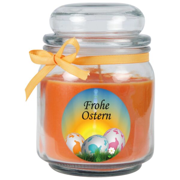 HS Candle Duftkerze & Glas Frohe Ostern Bonbon Ø9 cm Honigmelone Ostereier