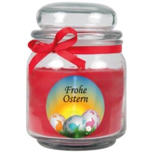 HS Candle Duftkerze & Glas Frohe Ostern Bonbon Ø9 cm Rose Ostereier