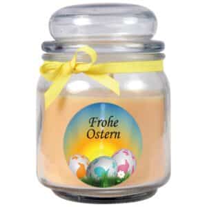 HS Candle Duftkerze & Glas Frohe Ostern Bonbon Ø9 cm Vanille Ostereier
