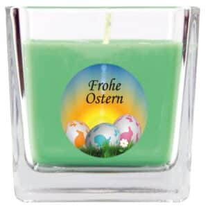 HS Candle Duftkerze & Glas Frohe Ostern Viereck 8 x 7