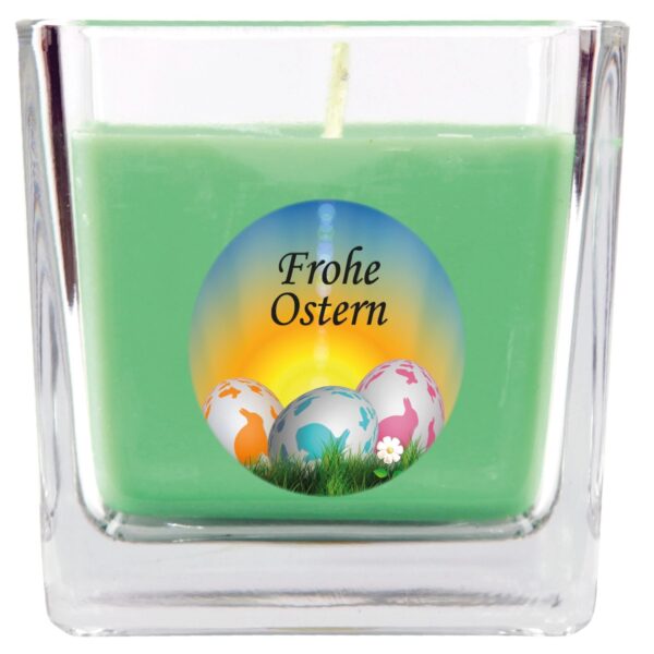 HS Candle Duftkerze & Glas Frohe Ostern Viereck 8 x 7