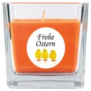 HS Candle Duftkerze & Glas Frohe Ostern Viereck 8 x 7
