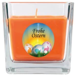 HS Candle Duftkerze & Glas Frohe Ostern Viereck 8 x 7