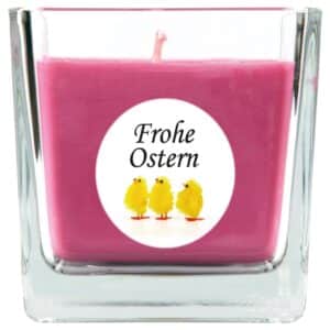 HS Candle Duftkerze & Glas Frohe Ostern Viereck 8 x 7