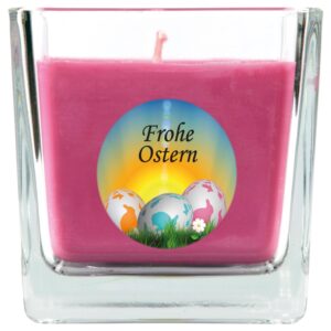 HS Candle Duftkerze & Glas Frohe Ostern Viereck 8 x 7