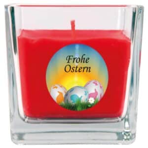 HS Candle Duftkerze & Glas Frohe Ostern Viereck 8 x 7