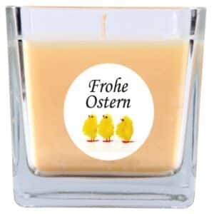 HS Candle Duftkerze & Glas Frohe Ostern Viereck 8 x 7