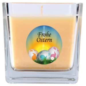 HS Candle Duftkerze & Glas Frohe Ostern Viereck 8 x 7