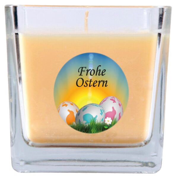 HS Candle Duftkerze & Glas Frohe Ostern Viereck 8 x 7