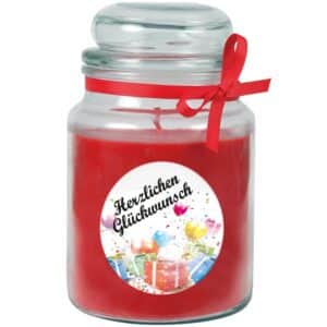 HS Candle Duftkerze & Glas Geburtstag Rose Rot