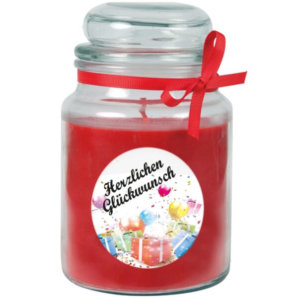 HS Candle Duftkerze & Glas Geburtstag Rose Rot