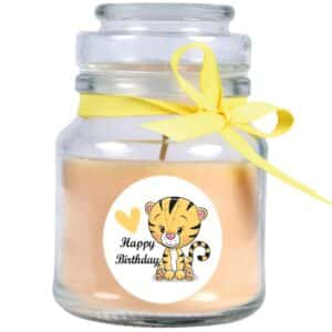 HS Candle Duftkerze & Glas Geburtstag Vanille Gelb