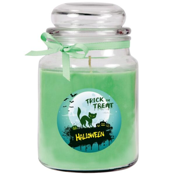 HS Candle Duftkerze & Glas Halloween Grün Bonbon 110h