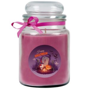HS Candle Duftkerze & Glas Halloween Lila Bonbon 110h