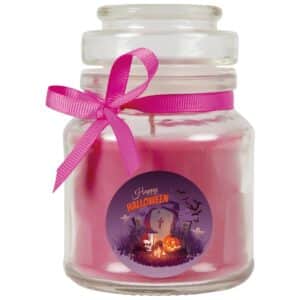 HS Candle Duftkerze & Glas Halloween Lila Bonbon 30h