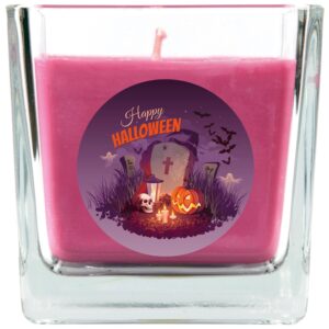 HS Candle Duftkerze & Glas Halloween Lila Bonbon 50h