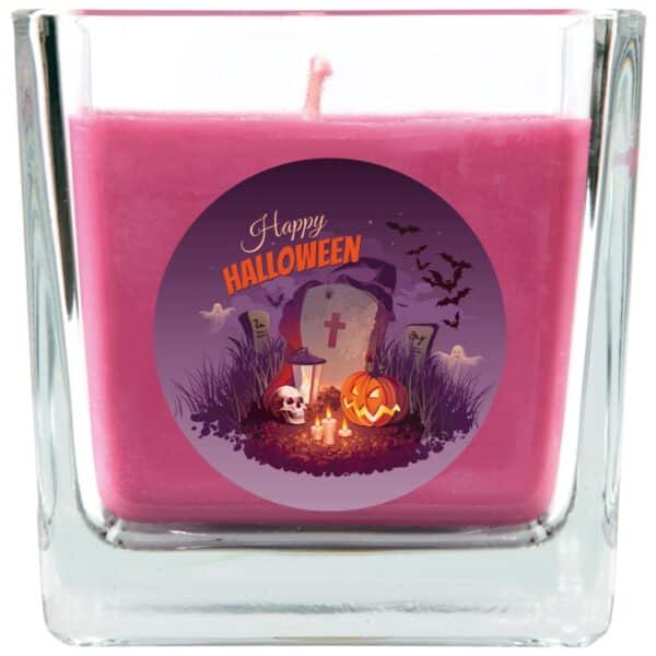 HS Candle Duftkerze & Glas Halloween Lila Bonbon 50h