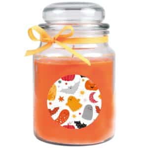 HS Candle Duftkerze & Glas Halloween Orange Bonbon 110h