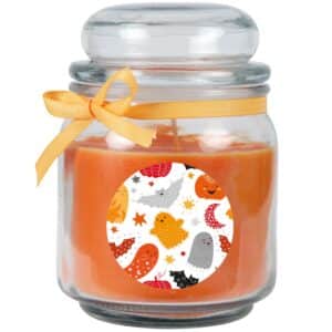 HS Candle Duftkerze & Glas Halloween Orange Bonbon 70h