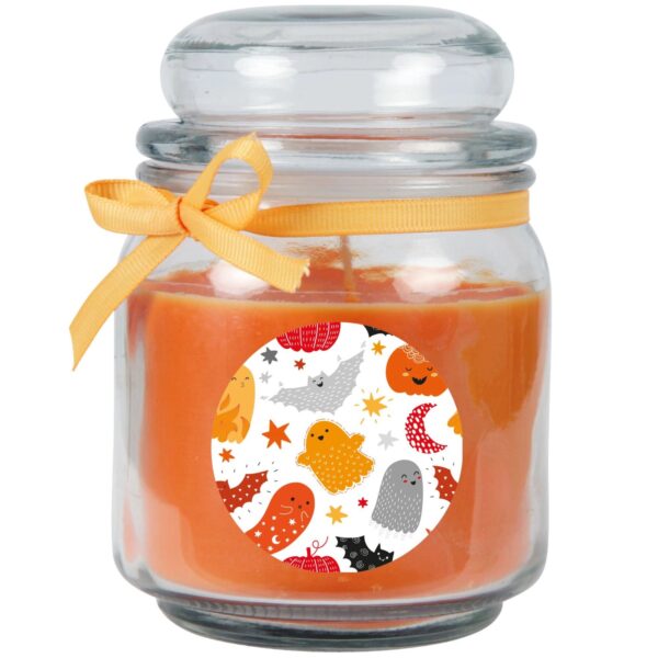HS Candle Duftkerze & Glas Halloween Orange Bonbon 70h