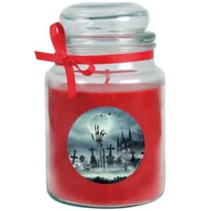 HS Candle Duftkerze & Glas Halloween Rot Bonbon 110h