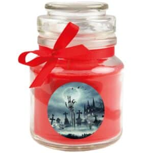 HS Candle Duftkerze & Glas Halloween Rot Bonbon 30h