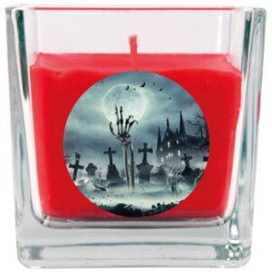 HS Candle Duftkerze & Glas Halloween Rot Bonbon 50h