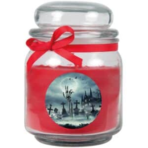 HS Candle Duftkerze & Glas Halloween Rot Bonbon 70h