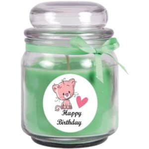 HS Candle Duftkerze & Glas Happy Birthday Bonbon Coconut Limes Katze
