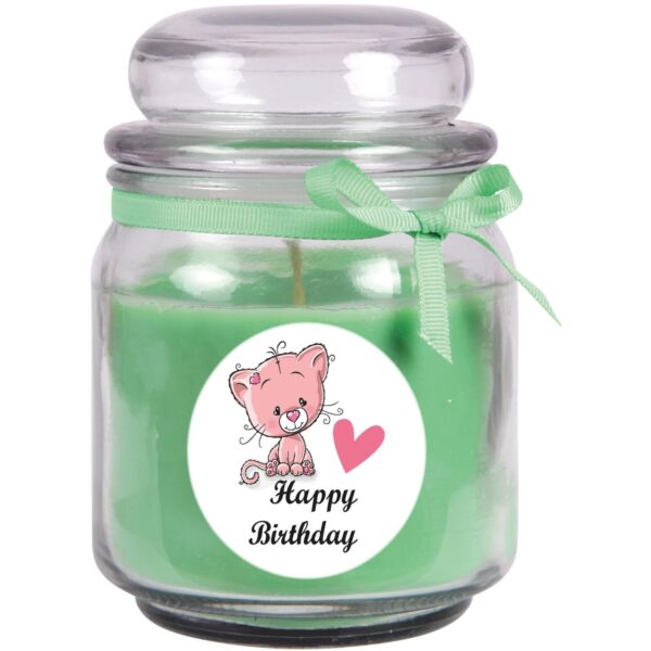 HS Candle Duftkerze & Glas Happy Birthday Bonbon Coconut Limes Katze