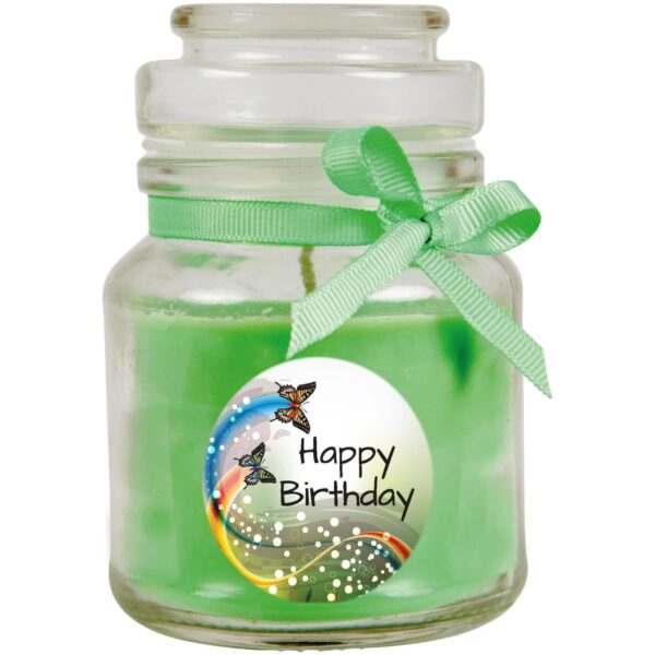 HS Candle Duftkerze & Glas Happy Birthday Bonbon Coconut Limes Schmetterling