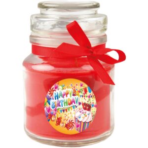HS Candle Duftkerze & Glas Happy Birthday Bonbon Cupcake Rose