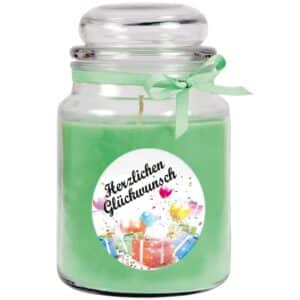 HS Candle Duftkerze & Glas Happy Birthday Bonbon Geschenke Coconut Limes