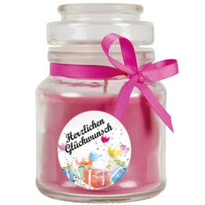 HS Candle Duftkerze & Glas Happy Birthday Bonbon Geschenke Lavendel