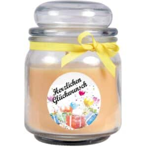 HS Candle Duftkerze & Glas Happy Birthday Bonbon Geschenke Vanille