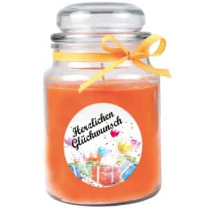 HS Candle Duftkerze & Glas Happy Birthday Bonbon Honigmelone Geschenke