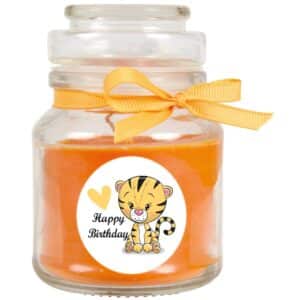 HS Candle Duftkerze & Glas Happy Birthday Bonbon Honigmelone Tiger