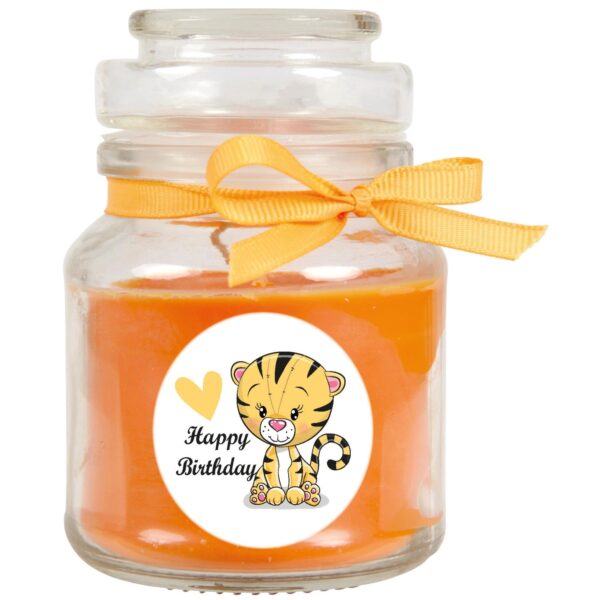 HS Candle Duftkerze & Glas Happy Birthday Bonbon Honigmelone Tiger