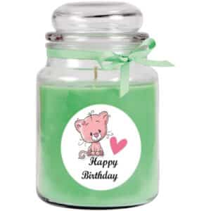 HS Candle Duftkerze & Glas Happy Birthday Bonbon Katze Coconut Limes
