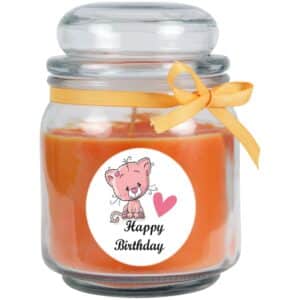 HS Candle Duftkerze & Glas Happy Birthday Bonbon Katze Honigmelone