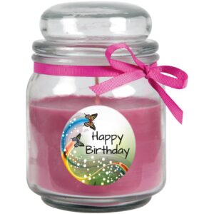 HS Candle Duftkerze & Glas Happy Birthday Bonbon Lavendel Schmetterling