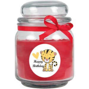 HS Candle Duftkerze & Glas Happy Birthday Bonbon Rose Tiger