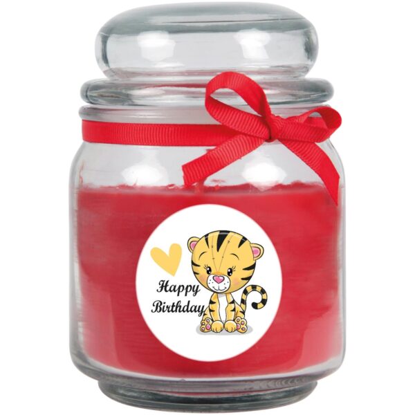 HS Candle Duftkerze & Glas Happy Birthday Bonbon Rose Tiger